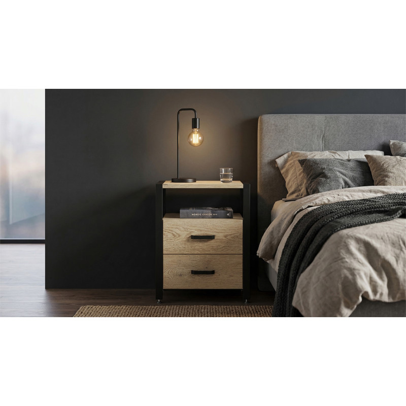 Тумба універсальна Ferrum-decor Вів'єн 2/2 50x41x40 чорний ДСП Дуб Кремона Торро 16 мм (FRD-107763)