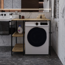 Стеллаж полка Бафрум 405 Ferrum-decor для стиральной машины 90x101x60,5 Черный металл ДСП Дуб Евок Прибрежный 16 мм (FRD-107614)