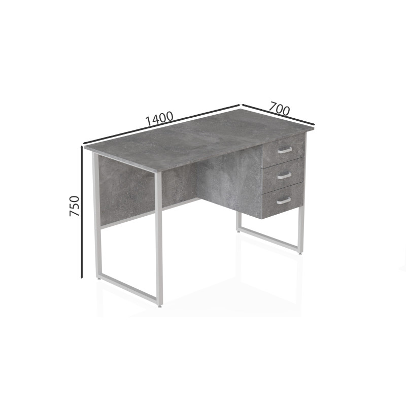 Компьютерный стол Ferrum-decor Гарри 75x140x70 белый ДСП Бетон 32мм (FRD-107304)