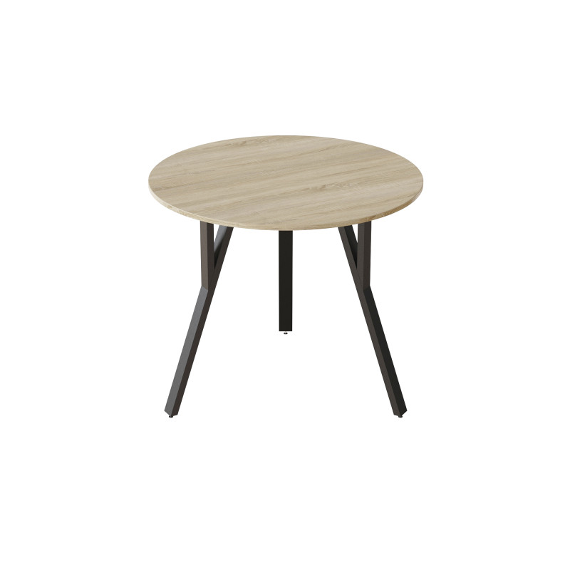 Стол круглый MARSI 3 870-3 Ferrum-decor 750x870x870 Черный металл ДСП Дуб Сонома 16 мм (FRD-107424)