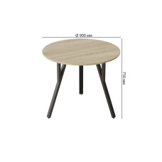 Стол круглый MARSI 3 870-3 Ferrum-decor 750x870x870 Черный металл ДСП Дуб Сонома 16 мм (FRD-107424)