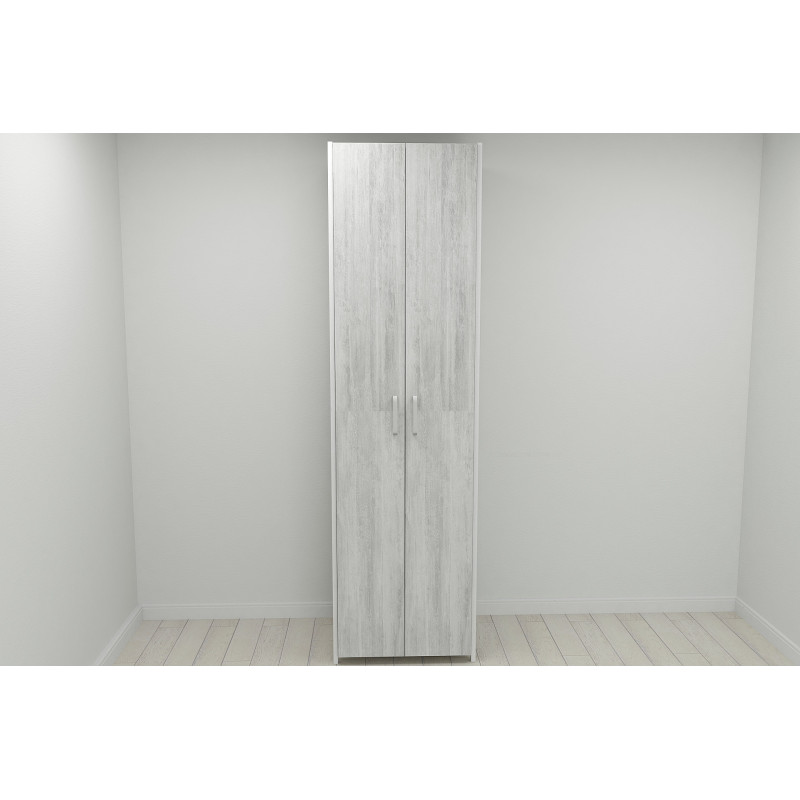 Шафа Гардероб Уні секція 6 серії Конект Ferrum-decor 220x60x50 см Білий метал ДСП Бетон 16 мм (FRD-106914) - фото 
