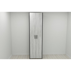Шафа Гардероб Уні секція 7 серії Конект Ferrum-decor 220x60x50 см Чорний метал ДСП Бетон 16 мм (FRD-106904)