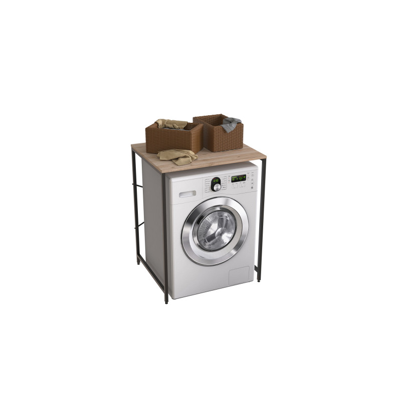 Стеллаж полка Бафрум 401 Ferrum-decor для стиральной машины 90x70,5x60,5 Черный металл ДСП Дуб Сан-Марино 16 мм (FRD-107354)