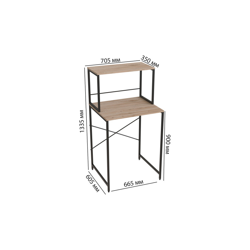 Стеллаж полка Бафрум 402 Ferrum-decor для стиральной машины 133,5x70,5x60,5 Черный металл ДСП Дуб Сан-Марино 16 мм (FRD-107364)