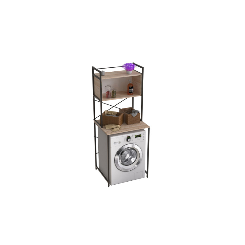 Стеллаж полка Бафрум 403 Ferrum-decor для стиральной машины 178x70,5x60,5 Черный металл ДСП Дуб Сан-Марино 16 мм (FRD-107374)
