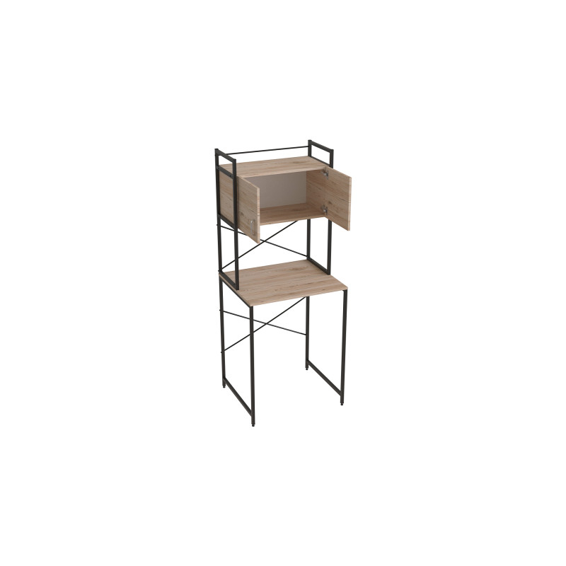 Стеллаж полка Бафрум 404 Ferrum-decor для стиральной машины 178x70,5x60,5 Черный металл ДСП Дуб Сан-Марино 16 мм (FRD-107384)