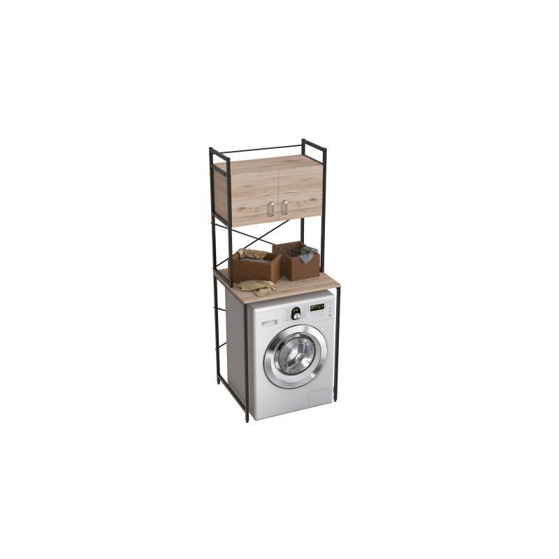 Стеллаж полка Бафрум 404 Ferrum-decor для стиральной машины 178x70,5x60,5 Черный металл ДСП Дуб Сан-Марино 16 мм (FRD-107384)