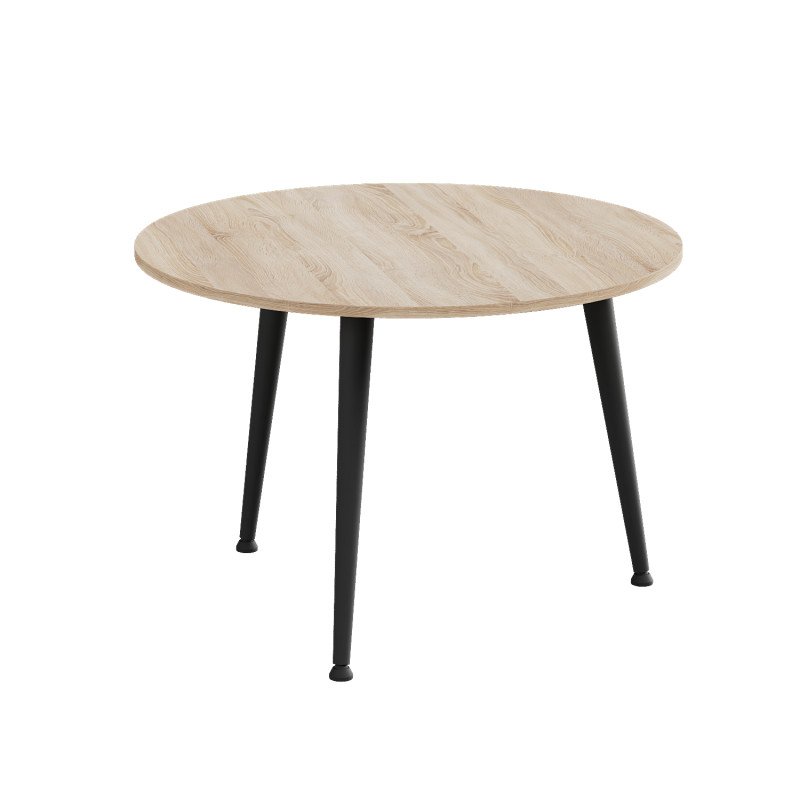Стол журнальный круглый OPTIMA 1 ноги на конус Ferrum-decor 450x670x670 Черный металл ДСП Дуб Сонома 16 мм (FRD-107464)