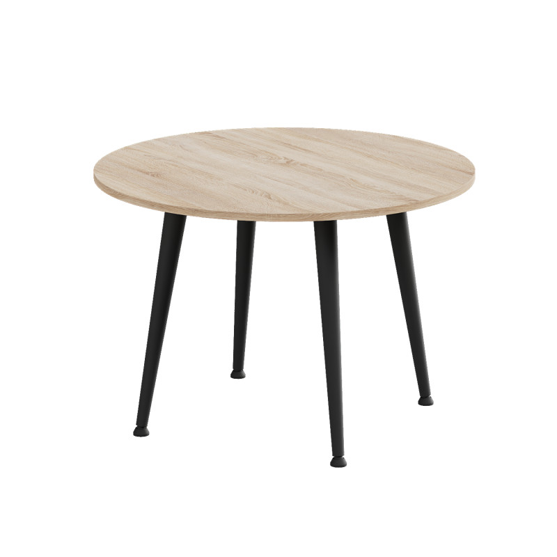 Стол журнальный круглый OPTIMA 2 ноги на конус Ferrum-decor 450x670x670 Черный металл ДСП Дуб Сонома 16 мм (FRD-107474)