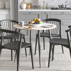 Стол круглый OPTIMA 5 ноги на конус Ferrum-decor 750x900x900 Черный металл ДСП Дуб Сонома 16 мм (FRD-107484)