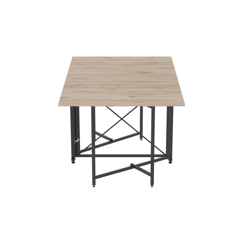 Стол обеденный трансформер книжка Орион Pro Ferrum-decor 75x152x90 Черный металл ДСП Дуб Сан-Марино 16 мм (FRD-107404)