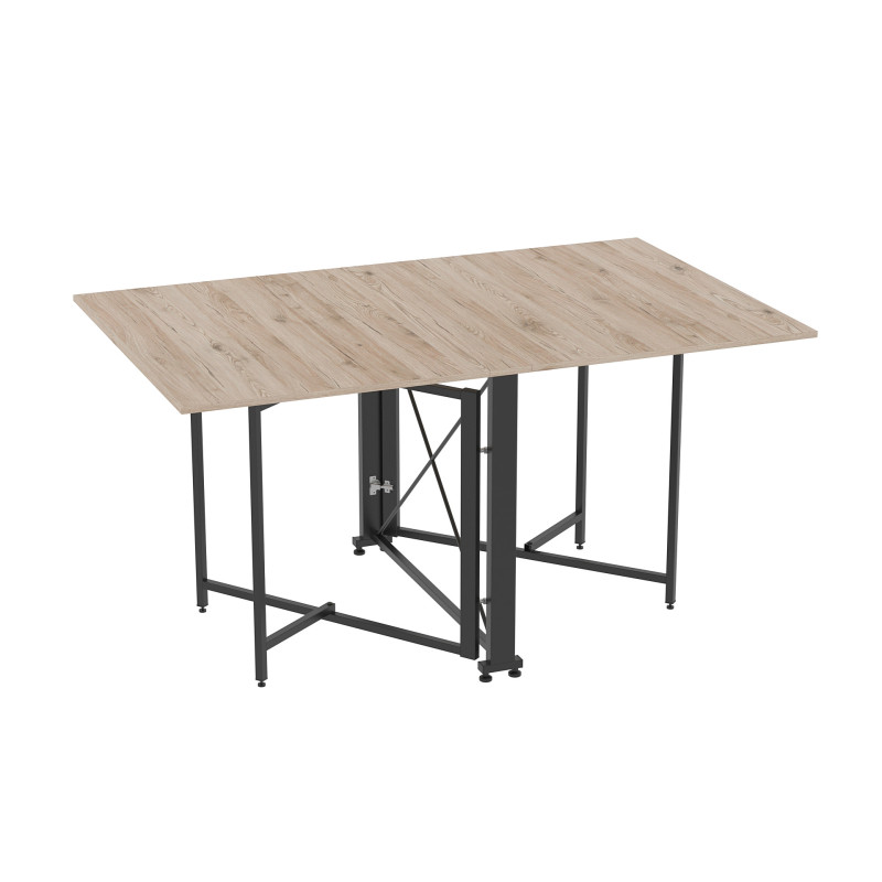 Стол обеденный трансформер книжка Орион Pro Ferrum-decor 75x152x90 Черный металл ДСП Дуб Сан-Марино 16 мм (FRD-107404)