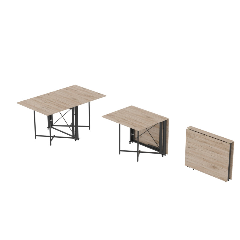 Стол обеденный трансформер книжка Орион Pro Ferrum-decor 75x152x90 Черный металл ДСП Дуб Сан-Марино 16 мм (FRD-107404)