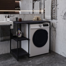 Стеллаж полка Бафрум 405 Ferrum-decor для стиральной машины 90x101x60,5 Черный металл ДСП Каштан Арвадонна 16 мм (FRD-107615)