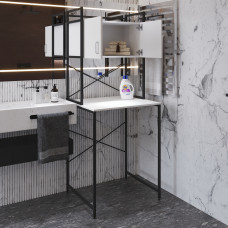 Стеллаж полка Бафрум 404 Ferrum-decor для стиральной машины 178x70,5x60,5 Черный металл ДСП Белый 16 мм (FRD-107385)