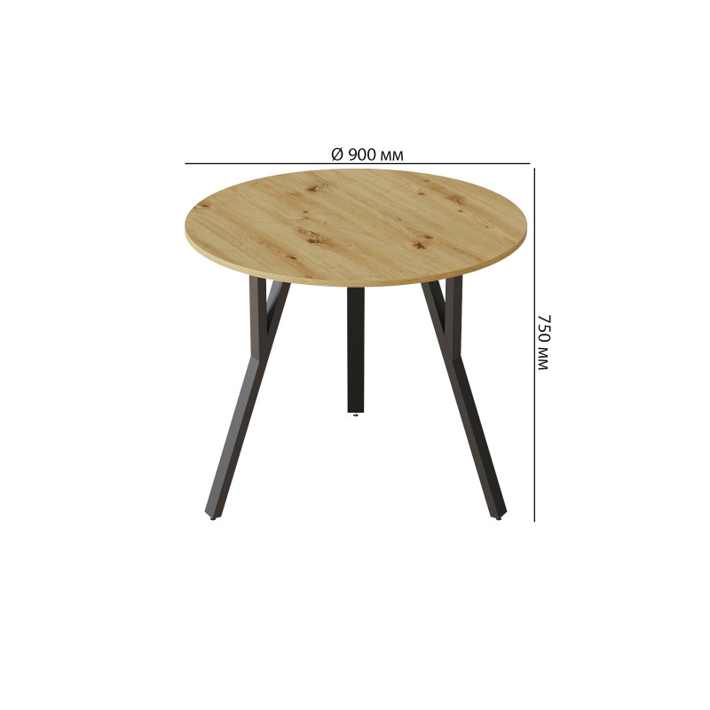 Стол круглый MARSI 3 870-3 Ferrum-decor 750x870x870 Черный металл ДСП Дуб Артизан 16 мм (FRD-107425)