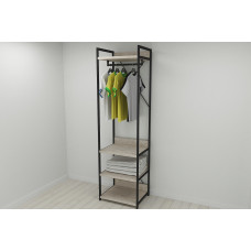 Шафа Гардероб Уні секція 3 серії Конект Ferrum-decor 220x60x50 см Чорний метал ДСП Дуб Сан-Марино 32 мм (FRD-106885)