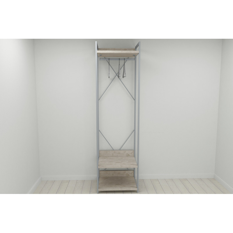 Шафа Гардероб Уні секція 1 серії Конект Ferrum-decor 220x60x50 см Сірий метал ДСП Дуб Сан-Марино 32 мм (FRD-106875)