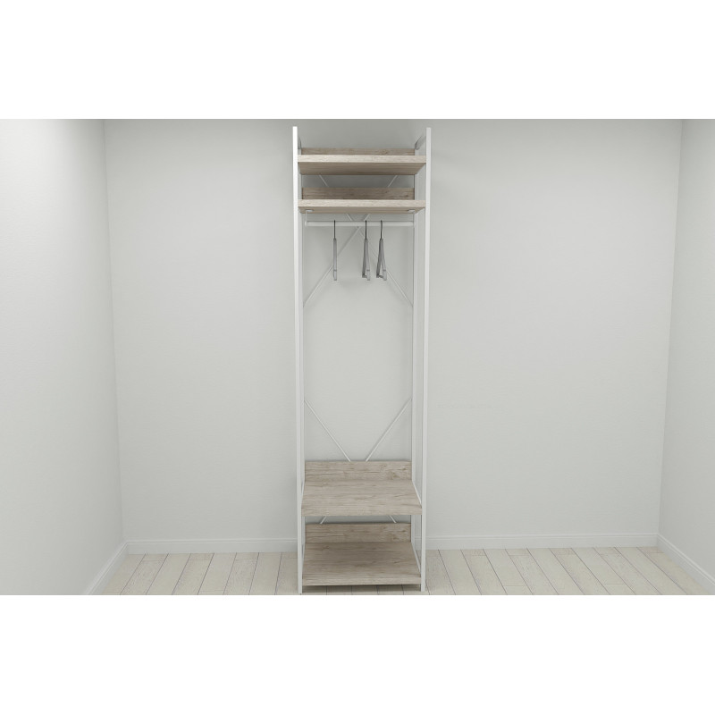 Шафа Гардероб Уні секція 2 серії Конект Ferrum-decor 220x60x50 см Білий метал ДСП Дуб Сан-Марино 32 мм (FRD-106895)
