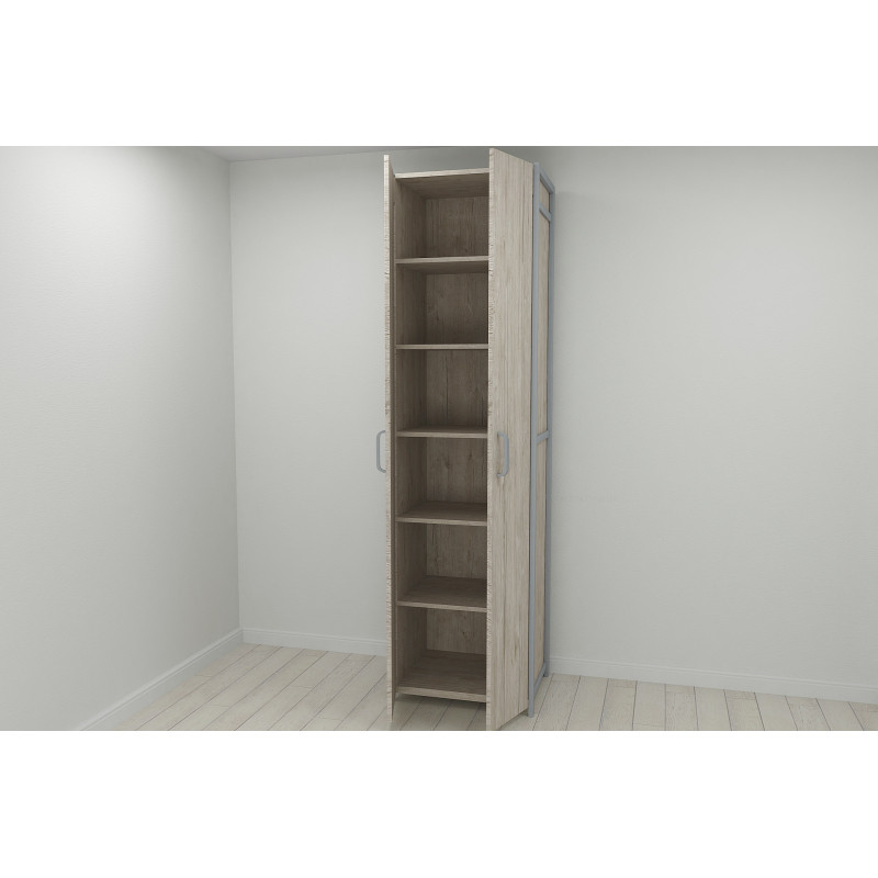 Шафа Гардероб Уні секція 7 серії Конект Ferrum-decor 220x60x50 см Сірий метал ДСП Дуб Сан-Марино 16 мм (FRD-106905) - фото 