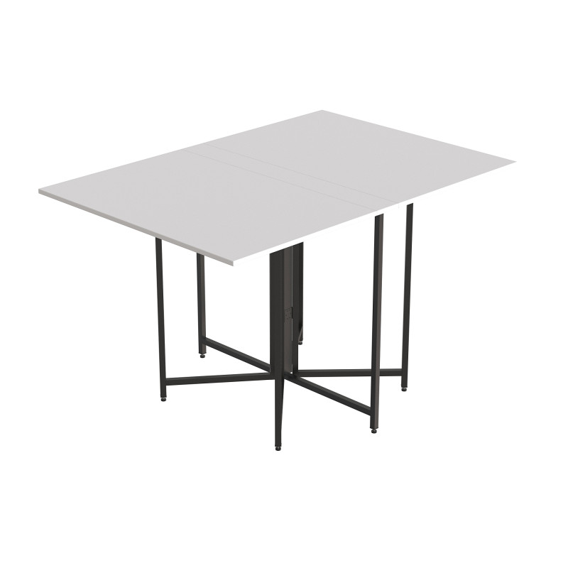 Стол раскладной трансформер книжка Морис 3 Ferrum-decor 75x130x90 Черный металл ДСП Белый 16 мм (FRD-107415)