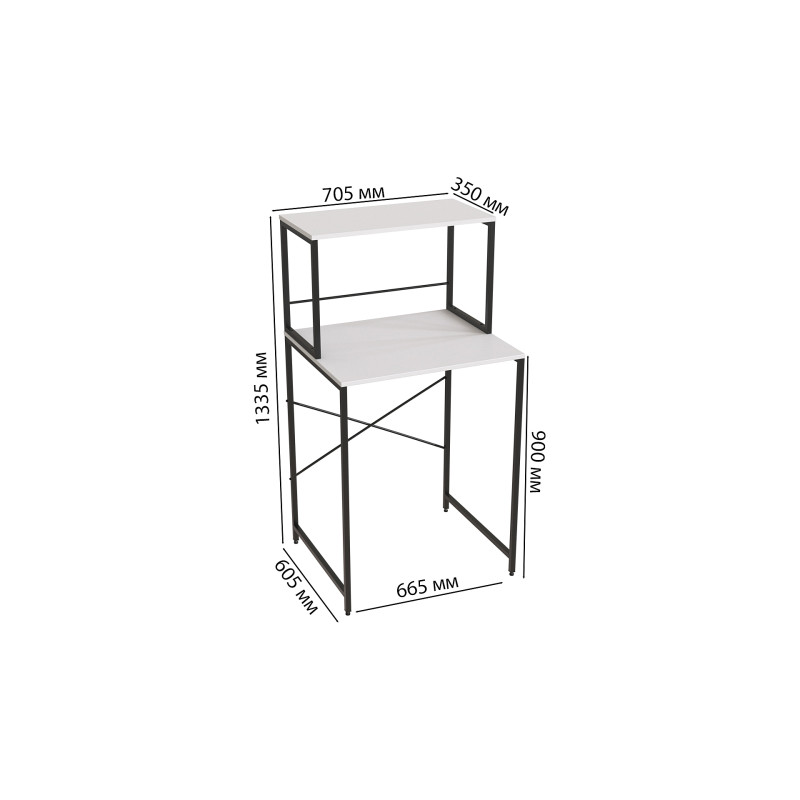 Стеллаж полка Бафрум 402 Ferrum-decor для стиральной машины 133,5x70,5x60,5 Черный металл ДСП Белый 16 мм (FRD-107365)
