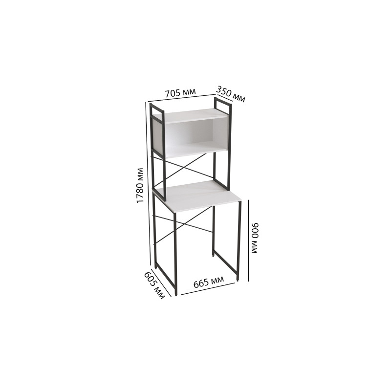 Стеллаж полка Бафрум 403 Ferrum-decor для стиральной машины 178x70,5x60,5 Черный металл ДСП Белый 16 мм (FRD-107375)