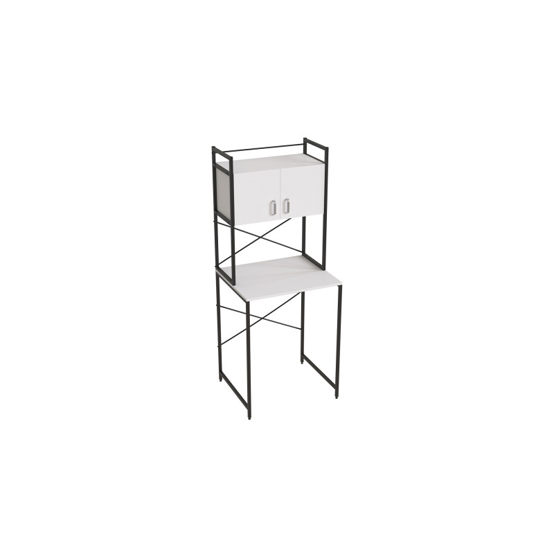 Стеллаж полка Бафрум 404 Ferrum-decor для стиральной машины 178x70,5x60,5 Черный металл ДСП Белый 16 мм (FRD-107385)