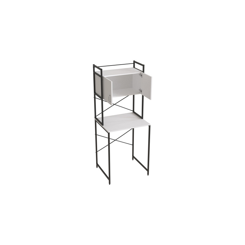 Стеллаж полка Бафрум 404 Ferrum-decor для стиральной машины 178x70,5x60,5 Черный металл ДСП Белый 16 мм (FRD-107385)