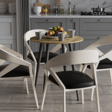 Стол круглый OPTIMA 4 ноги на конус Ferrum-decor 750x670x670 Черный металл ДСП Дуб Артизан 16 мм (FRD-107455)