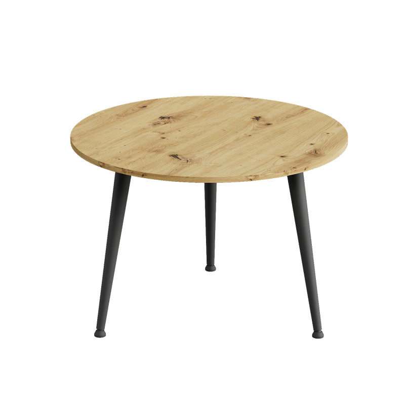 Стол журнальный круглый OPTIMA 1 ноги на конус Ferrum-decor 450x670x670 Черный металл ДСП Дуб Артизан 16 мм (FRD-107465)