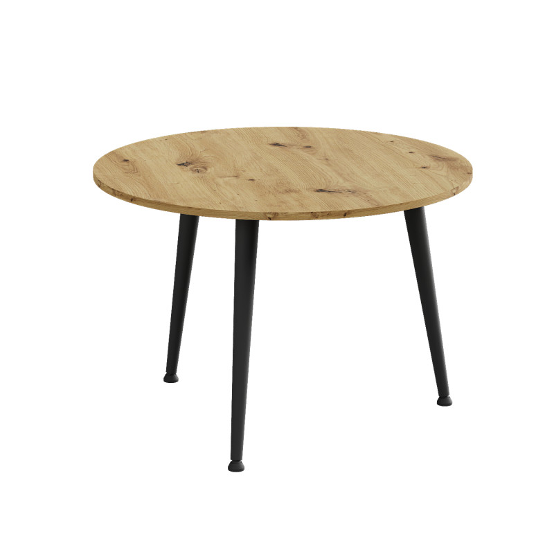 Стол журнальный круглый OPTIMA 1 ноги на конус Ferrum-decor 450x670x670 Черный металл ДСП Дуб Артизан 16 мм (FRD-107465)