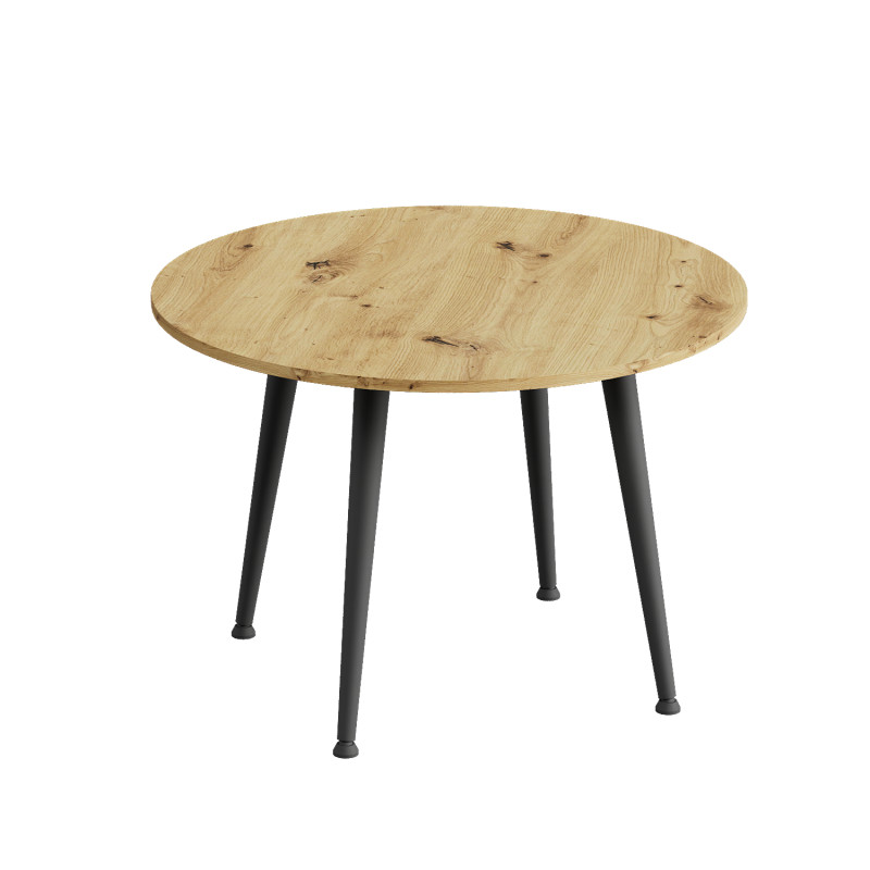 Стол журнальный круглый OPTIMA 2 ноги на конус Ferrum-decor 450x670x670 Черный металл ДСП Дуб Артизан 16 мм (FRD-107475)