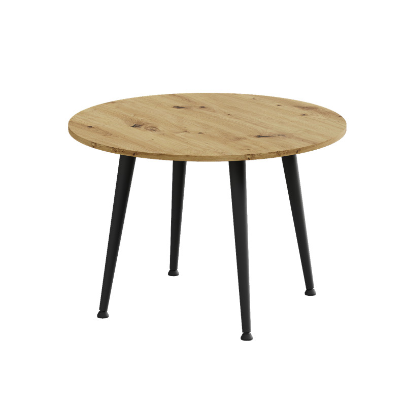 Стол журнальный круглый OPTIMA 2 ноги на конус Ferrum-decor 450x670x670 Черный металл ДСП Дуб Артизан 16 мм (FRD-107475)