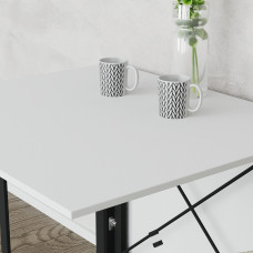 Стол обеденный трансформер книжка Орион Pro Ferrum-decor 75x152x90 Черный металл ДСП Белый 16 мм (FRD-107405)
