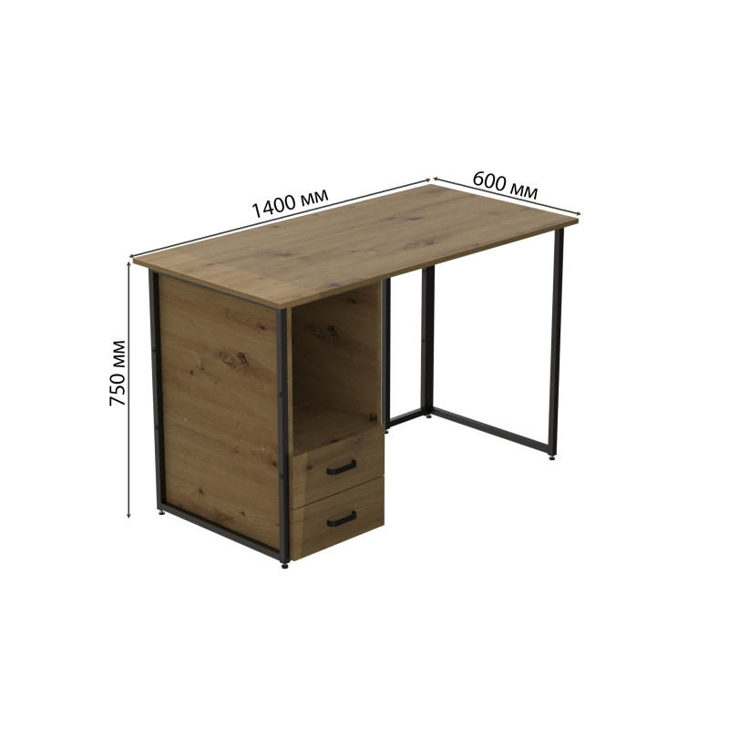 Компьютерный стол Ferrum-decor Отто 75x140x60 черный ДСП Дуб Артизан 16мм (FRD-107015)