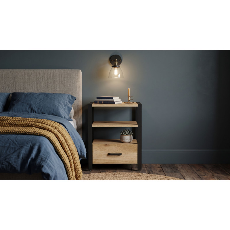 Тумба універсальна Ferrum-decor Вів'єн 1/1 50x41x40 чорний ДСП Дуб Евок Прибережний 16 мм (FRD-107805)