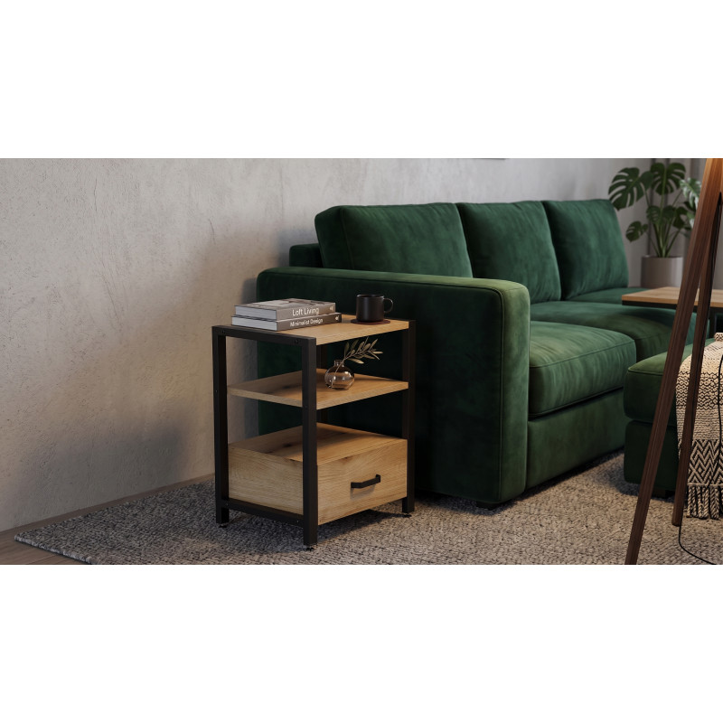 Тумба універсальна Ferrum-decor Вів'єн 1/1 50x41x40 чорний ДСП Дуб Евок Прибережний 16 мм (FRD-107805) - фото 