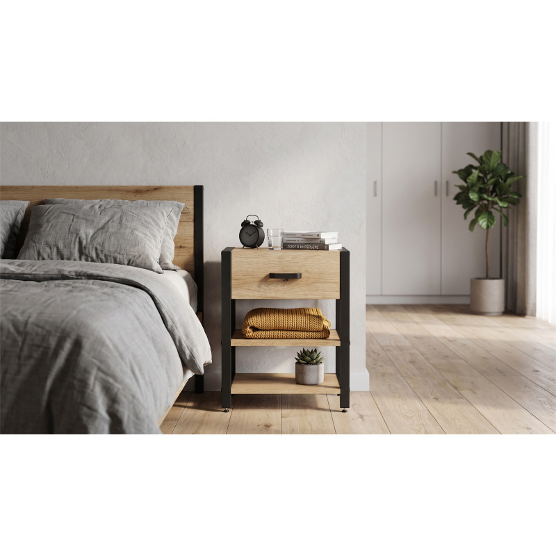 Тумба універсальна Ferrum-decor Вів'єн 1/2 50x41x40 чорний ДСП Дуб Евок Прибережний 16 мм (FRD-107775)