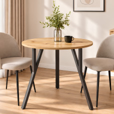 Стол круглый MARSI 3 870-3 Ferrum-decor 750x870x870 Черный металл ДСП Дуб Артизан 16 мм (FRD-107425)
