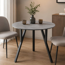Стол круглый MARSI 3 870-3 Ferrum-decor 750x870x870 Черный металл ДСП Бетон 16 мм (FRD-107426)