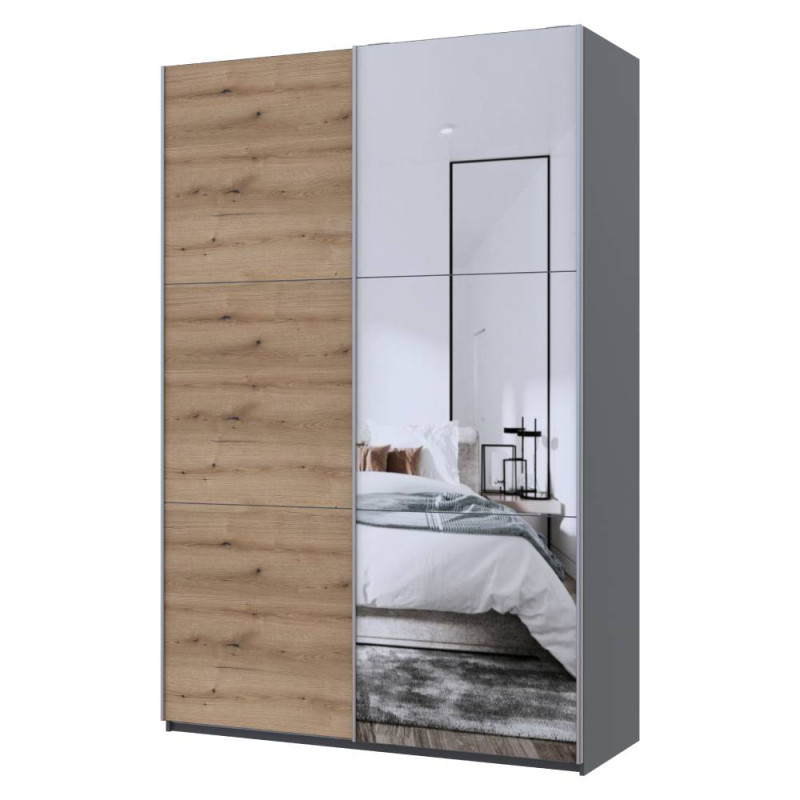 Шкаф-купе двухдверный Doros G-Caiser 160х60х240 см Графит/Дуб евок/1 Зеркало (DRS-011038)