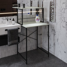Стеллаж полка Бафрум 402 Ferrum-decor для стиральной машины 133,5x70,5x60,5 Черный металл ДСП Кашемир 16 мм (FRD-107586)