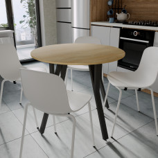 Стол круглый MARSI 4 870-4 ноги на конус Ferrum-decor 750x870x870 Черный металл ДСП Дуб Кремона Торро 16 мм (FRD-107526)