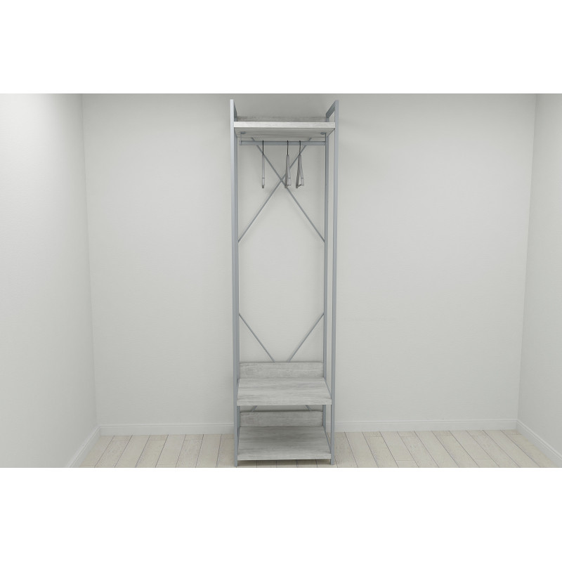 Шафа Гардероб Уні секція 1 серії Конект Ferrum-decor 220x60x50 см Сірий метал ДСП Бетон 32 мм (FRD-106876)