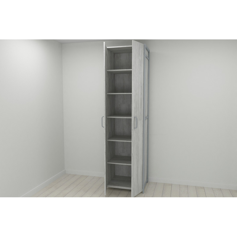 Шафа Гардероб Уні секція 7 серії Конект Ferrum-decor 220x60x50 см Сірий метал ДСП Бетон 16 мм (FRD-106906)