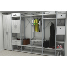 Шафа Гардероб Уні секція 7 серії Конект Ferrum-decor 220x60x50 см Сірий метал ДСП Бетон 16 мм (FRD-106906)