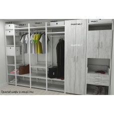 Шафа Гардероб Уні секція 2 серії Конект Ferrum-decor 220x60x50 см Білий метал ДСП Бетон 32 мм (FRD-106896)