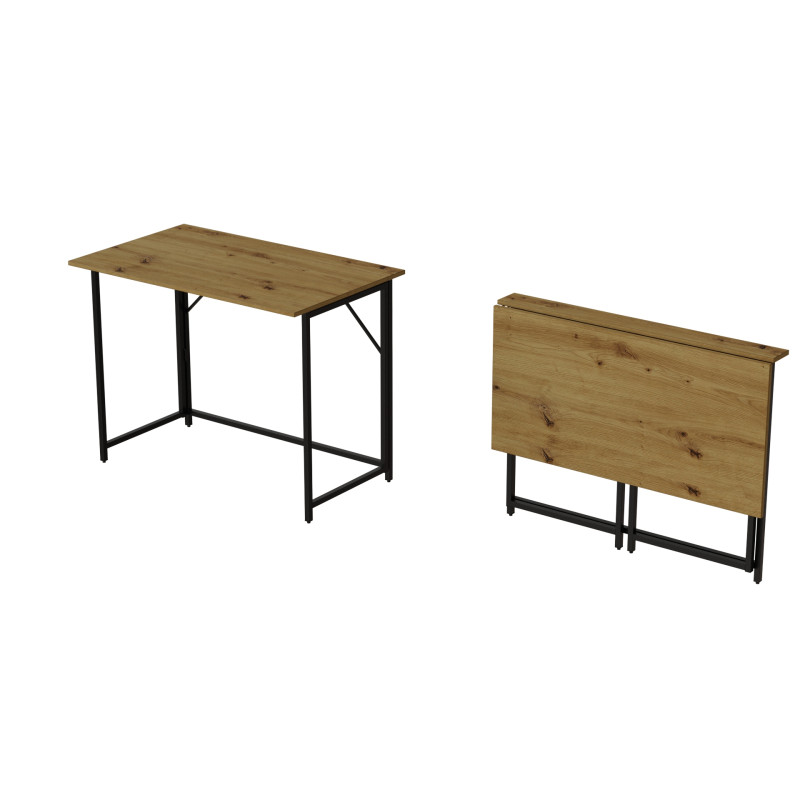 Стіл розкладний Морис 900 Ferrum-decor 750x900x500 Чорний метал ДСП Дуб Артизан 16 мм (FRD-107316) - фото 